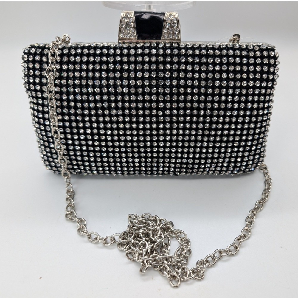 NWT Ameri Mode Hard Rock Tampa Crystal Studded Evening Clutch - Black & Silver